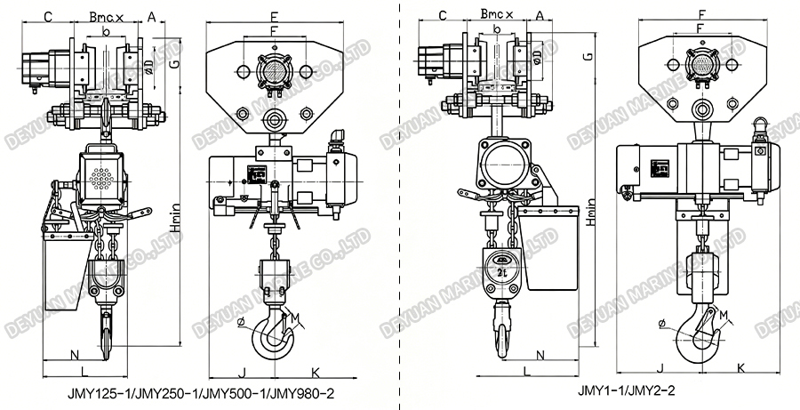 JMY Air Hoists Trolley Series (0.1252t) -DEYUAN MARINE3