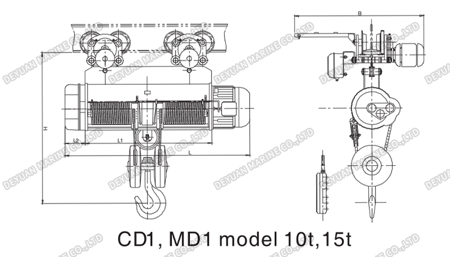 CD1&MD1 Electric Wire Rope Hoist-DEYUAN MARINE8
