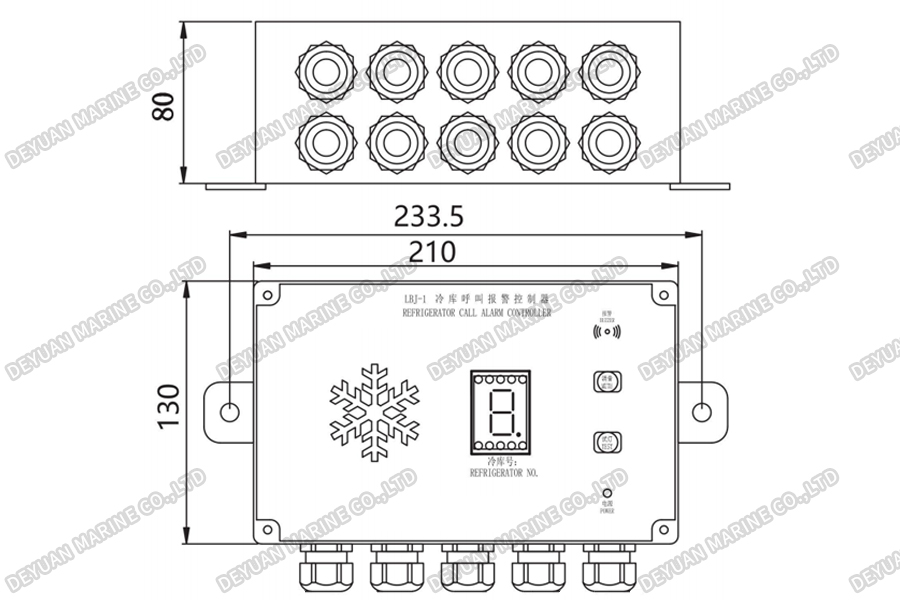 LBJ-1G Wall Type Refrigerator Call Alarm Controller-DEYUAN MARINE2
