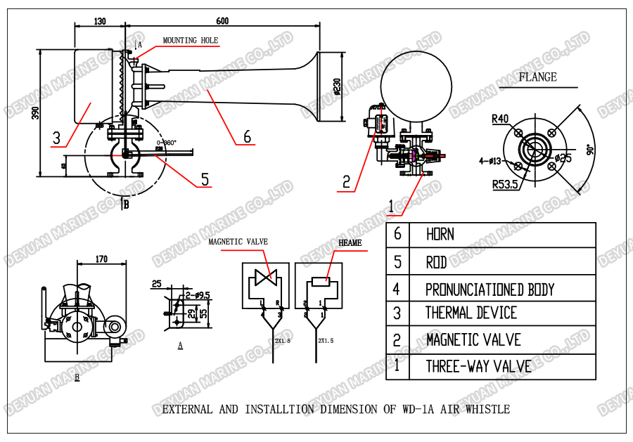 Marine Fog-signal Airhorn Type WD-1A -DEYUAN MARINE3