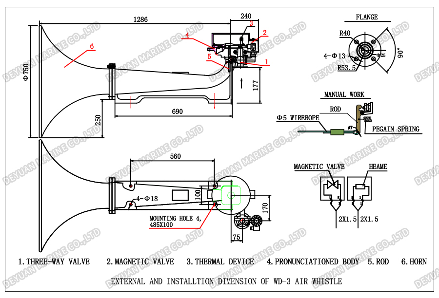 Marine Fog-signal Airhorn Type WD-3 -DEYUAN MARINE2