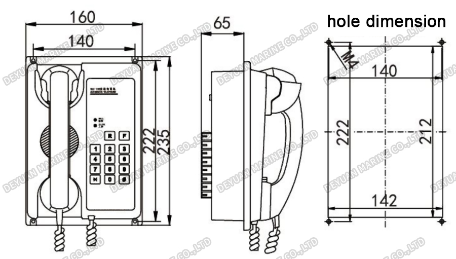 HAC-100Q Flush-type Auto Telephone-DEYUAN MARINE2