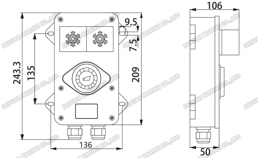 YLX120-F-II Waterproof Light & Electronic Bell(Optional)-DEYUAN MARINE2