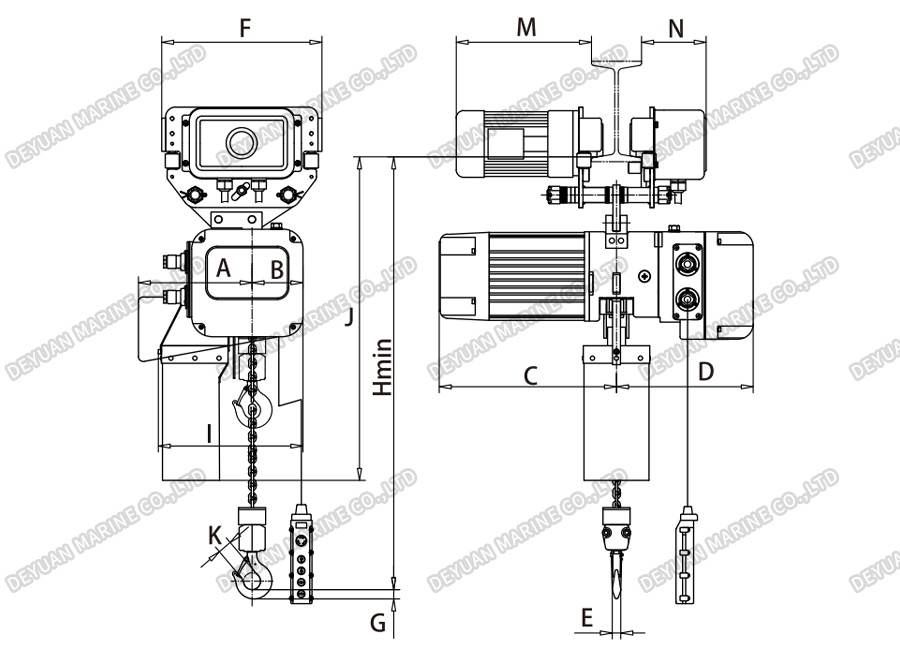 SHH-EC Electric Chain Hoist with Electric Trolley-DEYUAN MARINE2