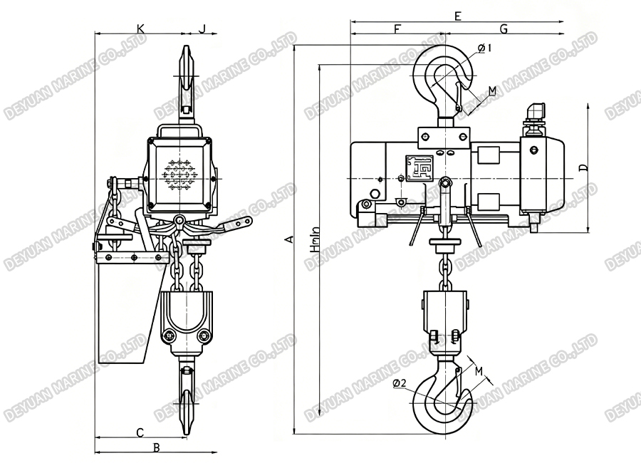 JM Air Hoists Fixed Series(0.1250.98t)-DEYUAN MARINE2