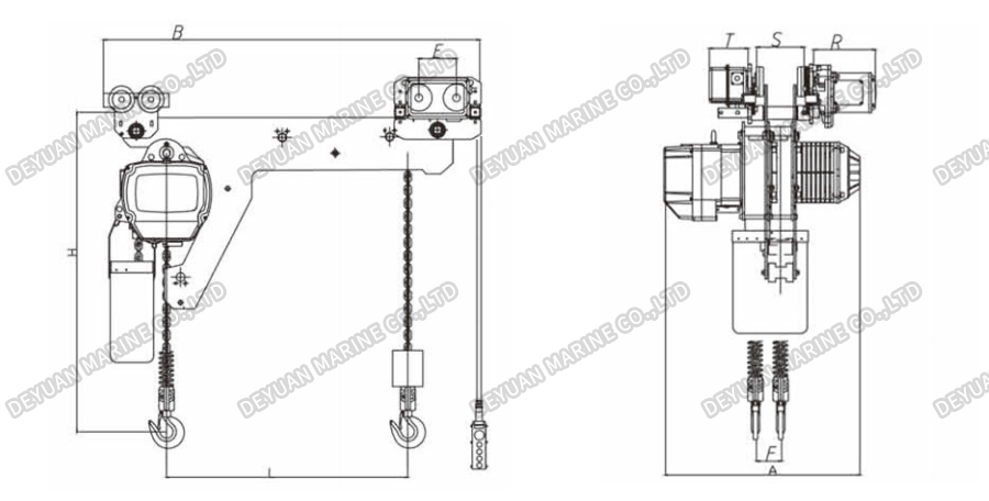 500kg-5Ton Double Hook Chain Electric Hoist-DEYUAN MARINE2